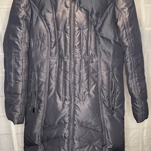 Women's London Fog Quilted Down Detachable Hood Parka Coat
